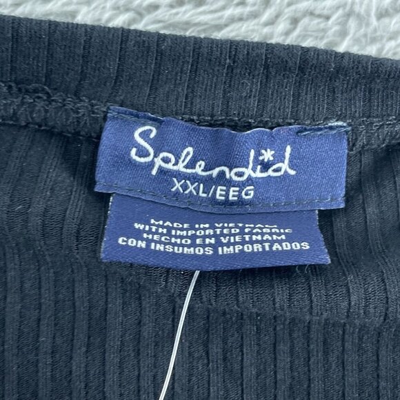 Splendid Womens Black Ribbed Long-Sleeve Tee XXL NWT 2805 - Picture 3 of 9